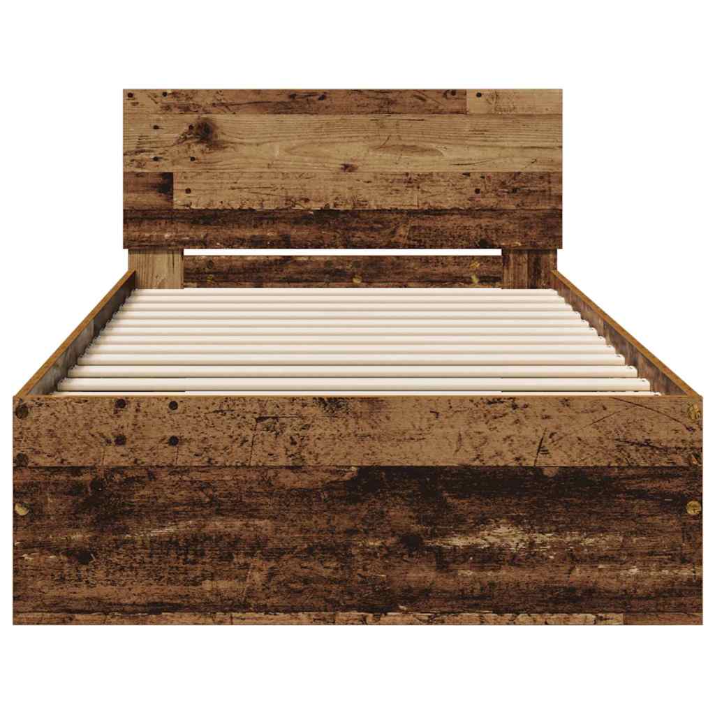 Bed Frame with Headboard Old Wood 75 x 190 cm Engineered Wood