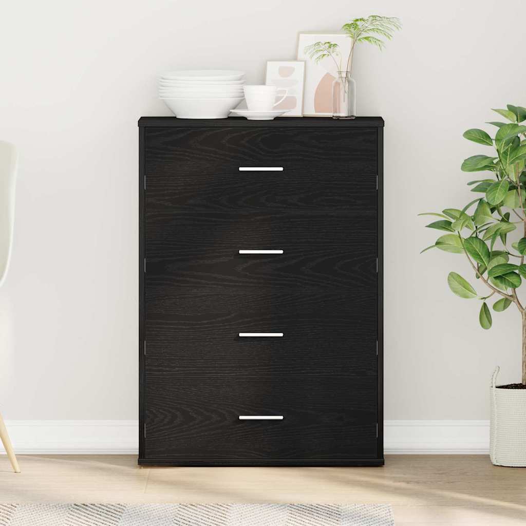 Sideboard with Drawer Black Oak 60 x 31 x 84 cm Engineered Wood