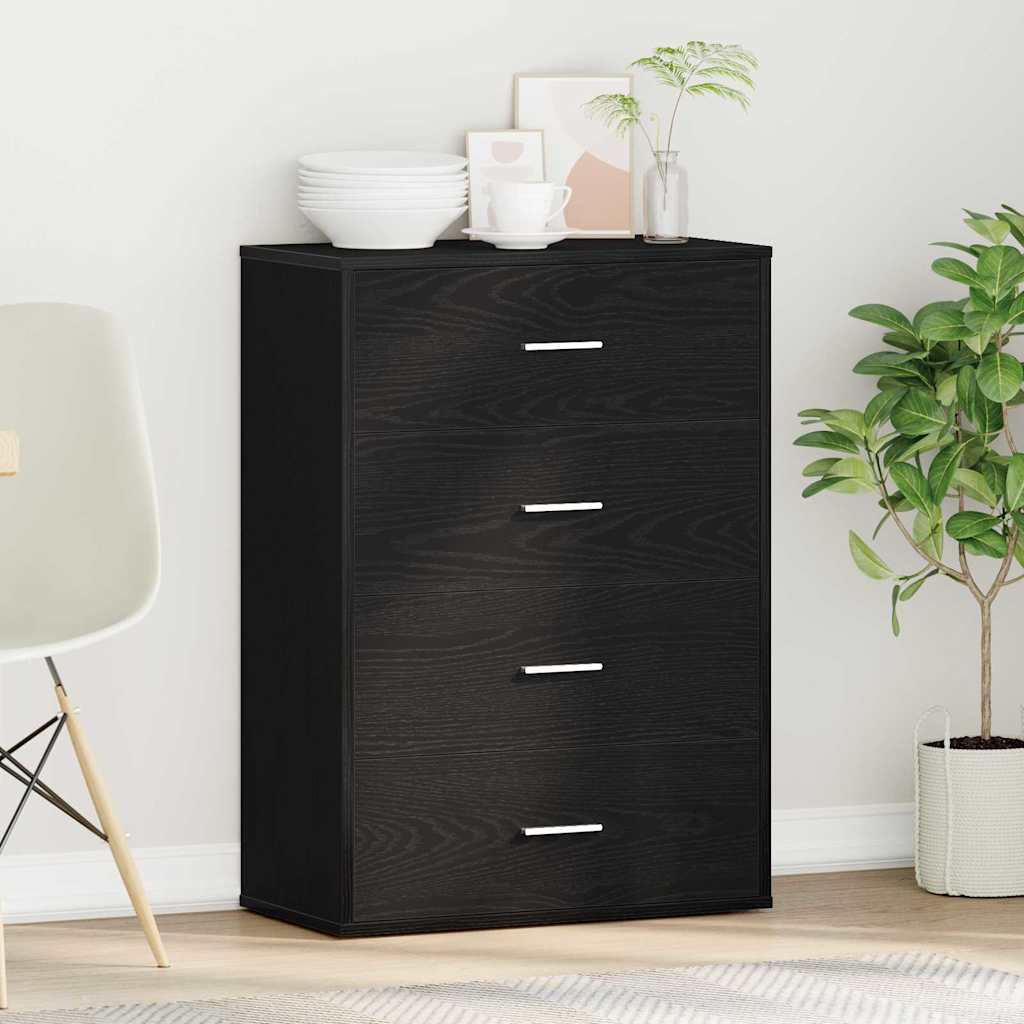 Sideboard with Drawer Black Oak 60 x 31 x 84 cm Engineered Wood