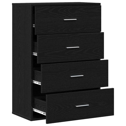 Sideboard with Drawer Black Oak 60 x 31 x 84 cm Engineered Wood