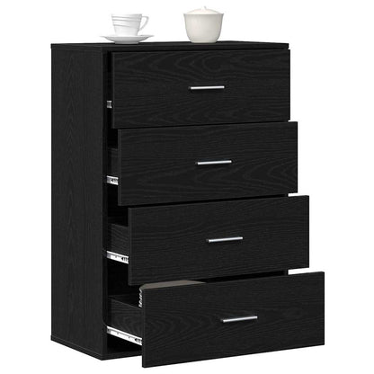 Sideboard with Drawer Black Oak 60 x 31 x 84 cm Engineered Wood
