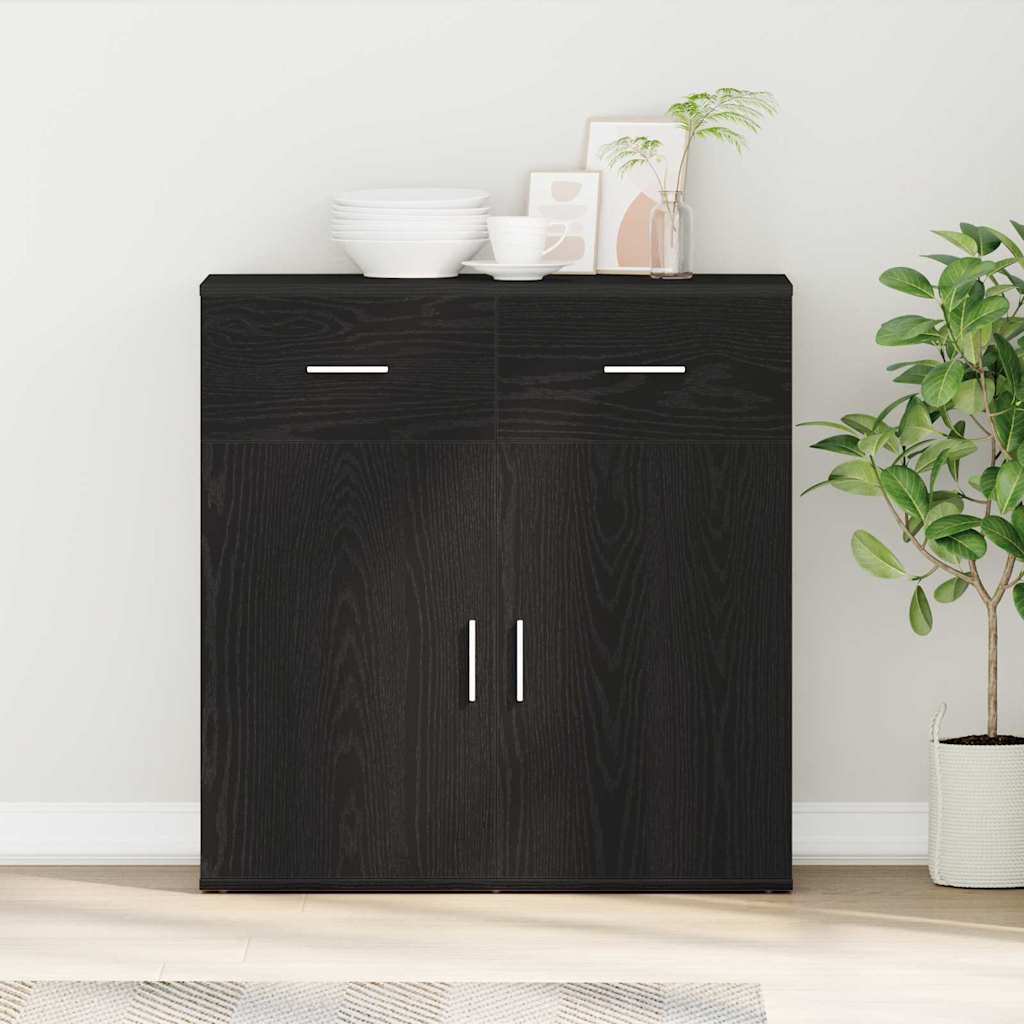 Sideboard with Drawer Black Oak 78 x 38 x 80 cm Engineered Wood