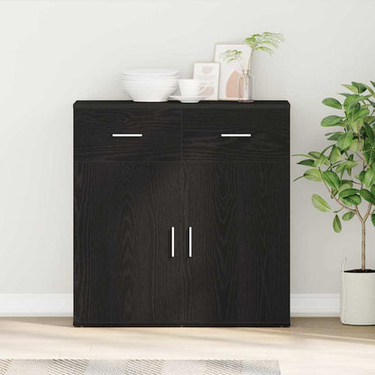 Sideboard with Drawer Black Oak 78 x 38 x 80 cm Engineered Wood