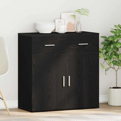 Sideboard with Drawer Black Oak 78 x 38 x 80 cm Engineered Wood