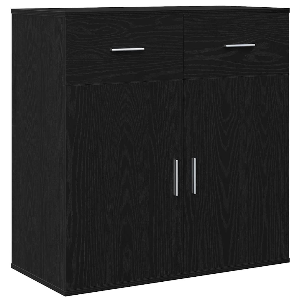Sideboard with Drawer Black Oak 78 x 38 x 80 cm Engineered Wood