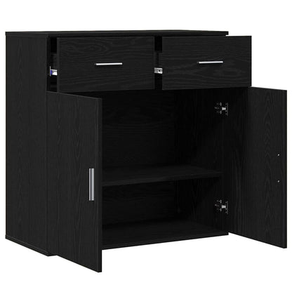 Sideboard with Drawer Black Oak 78 x 38 x 80 cm Engineered Wood