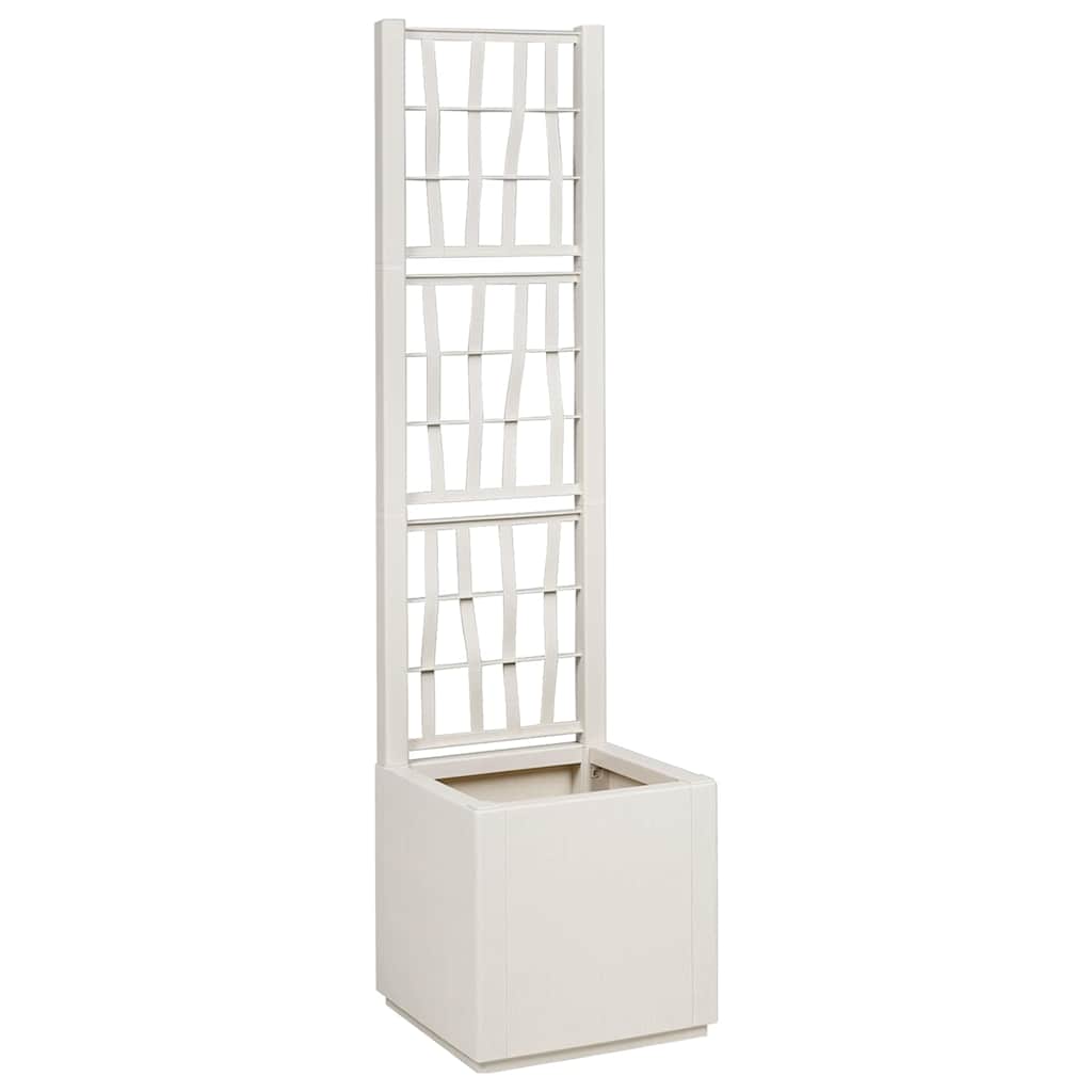 Garden Planter with Trellis White 36 x 36 x 140 cm PP