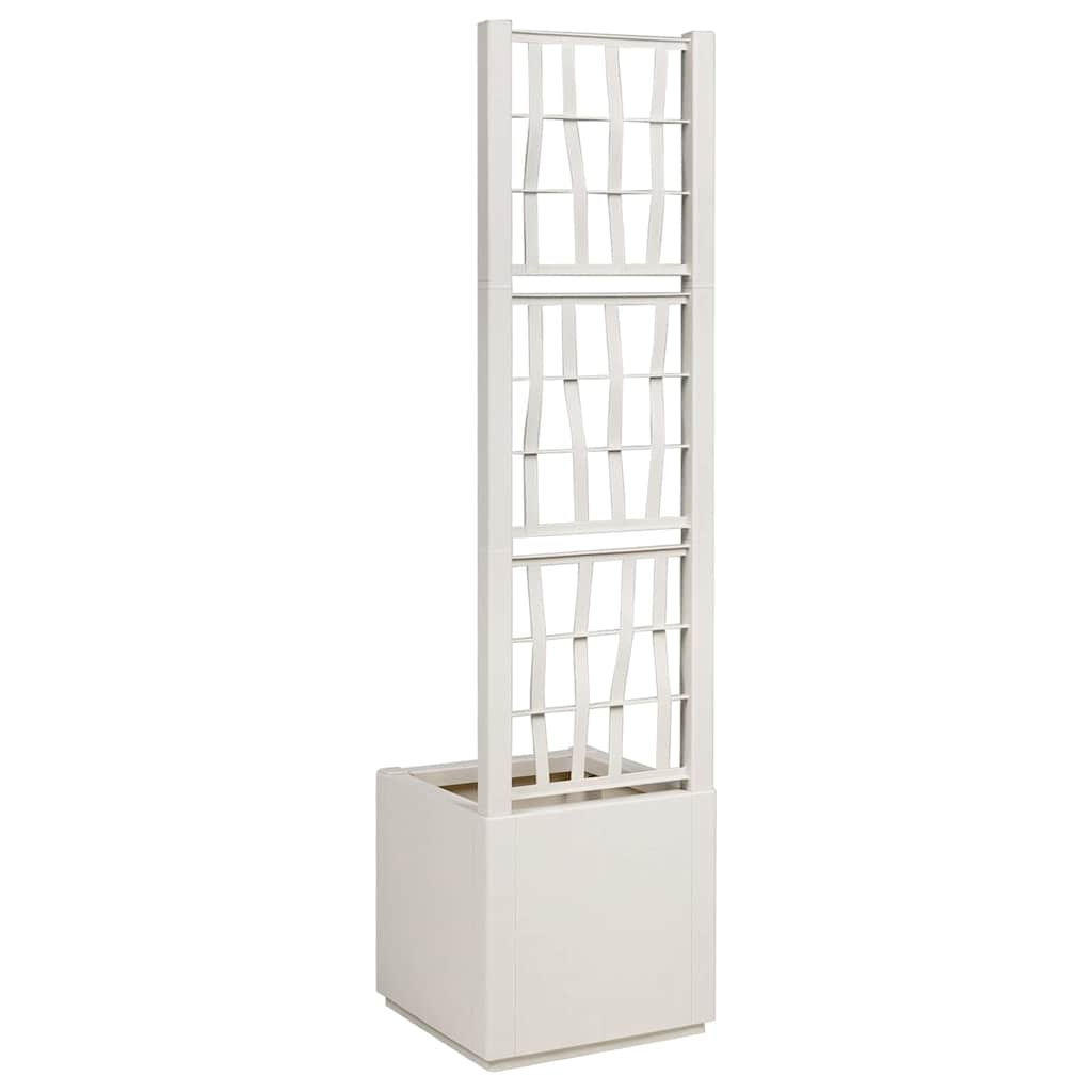 Garden Planter with Trellis White 36 x 36 x 140 cm PP
