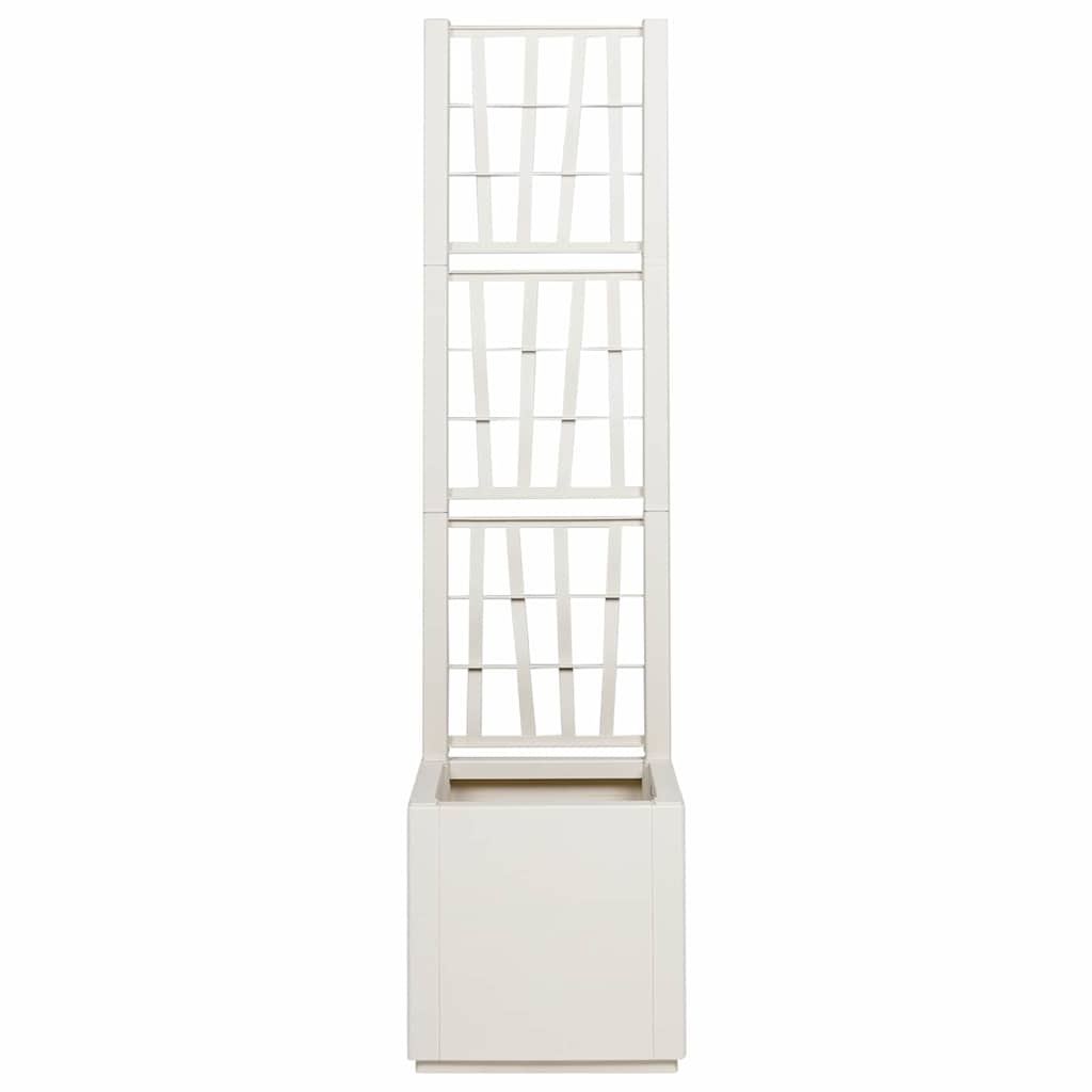 Garden Planter with Trellis White 36 x 36 x 140 cm PP