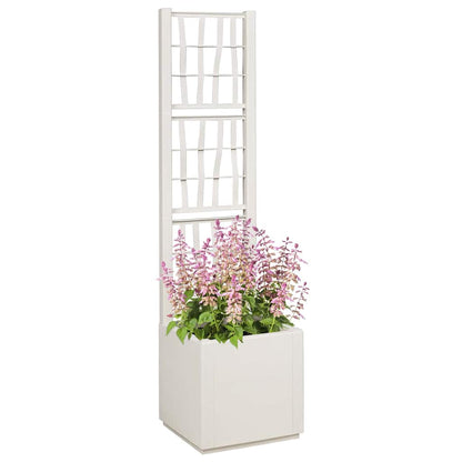 Garden Planter with Trellis White 36 x 36 x 140 cm PP