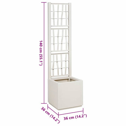 Garden Planter with Trellis White 36 x 36 x 140 cm PP