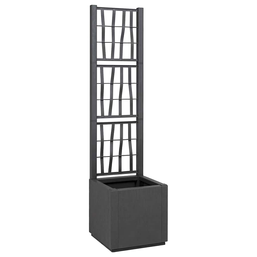 Garden Planter with Trellis Dark Grey 36 x 36 x 140 cm PP