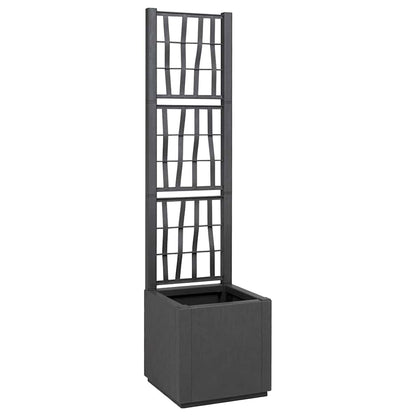 Garden Planter with Trellis Dark Grey 36 x 36 x 140 cm PP