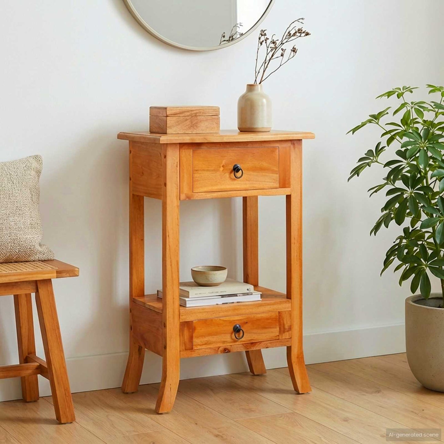 Console Table with Drawer Natural 19.88 x 11.81 x 29.72 in