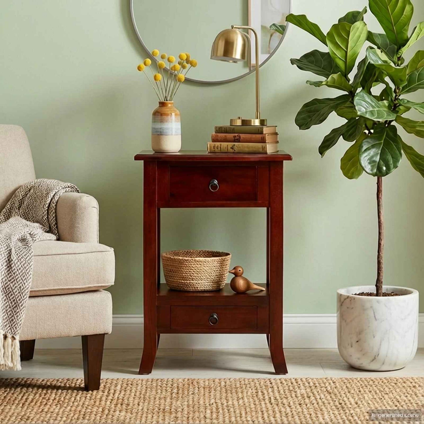 Console Table with Drawer Brown 19.69 x 11.61 x 29.92 in