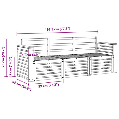 Sofa Sets 3 pcs Natural Solid Acacia Wood