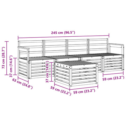 Sofa Sets 5 pcs Natural Solid Acacia Wood