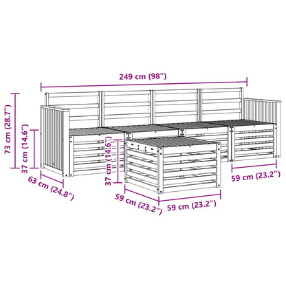Sofa Sets 5 pcs Natural Solid Acacia Wood