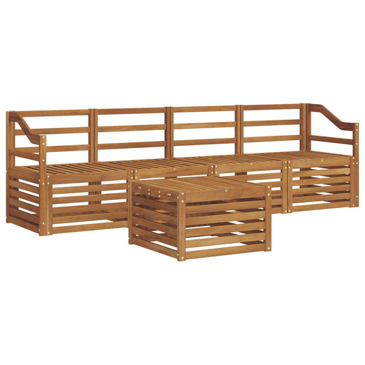 Outdoor Sofa Set 5 pcs Natural Solid Acacia Wood