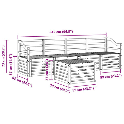 Sofa Sets 5 pcs Natural Solid Acacia Wood