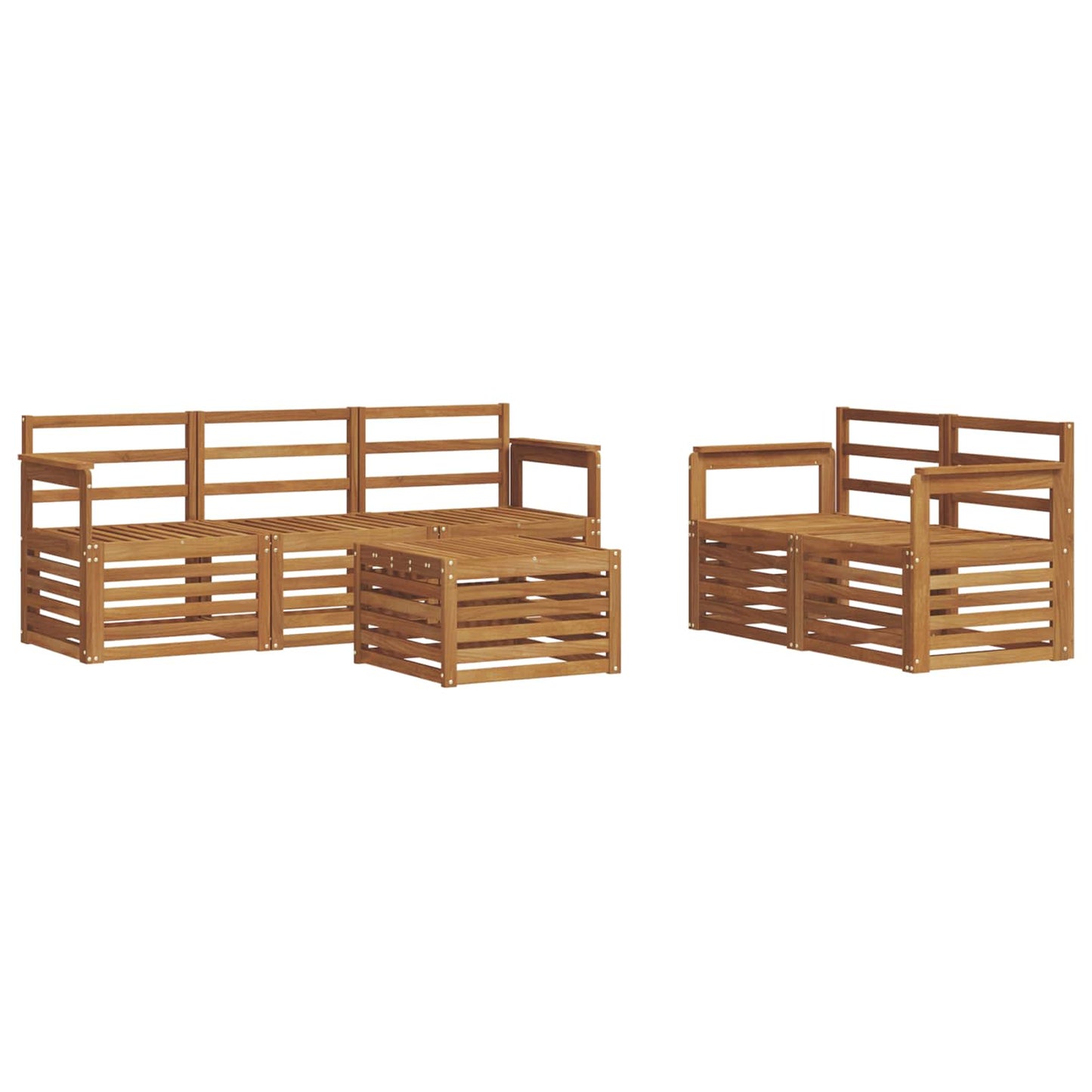 Sofa Sets 6 pcs Natural Solid Acacia Wood