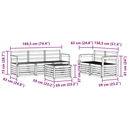 Sofa Sets 6 pcs Natural Solid Acacia Wood