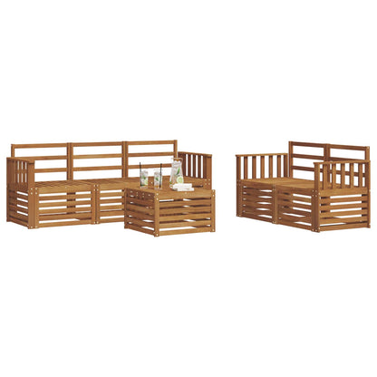 Sofa Sets 6 pcs Natural Solid Acacia Wood