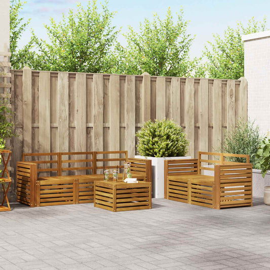 Outdoor Sofa Set 6 pcs Natural Solid Acacia Wood