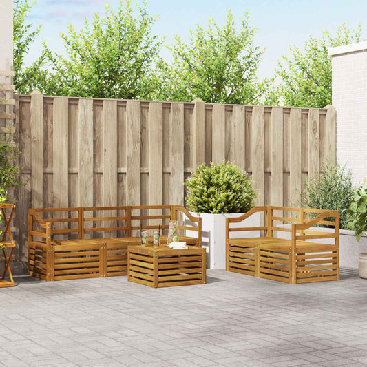 Outdoor Sofa Set 6 pcs Natural Solid Acacia Wood