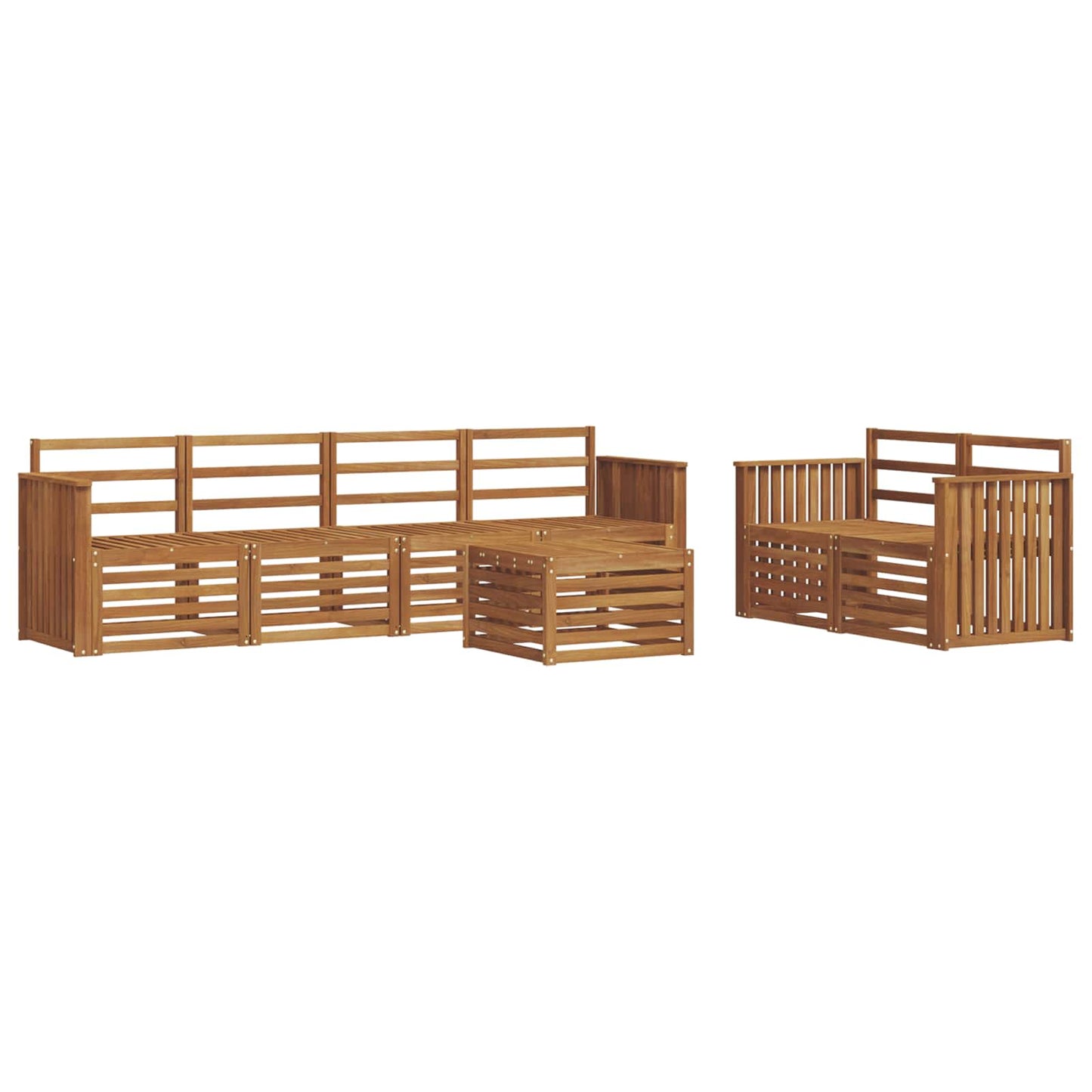Outdoor Sofa Set 7 pcs Natural Solid Acacia Wood