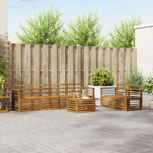 Outdoor Sofa Set 7 pcs Natural Solid Acacia Wood