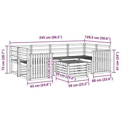 Outdoor Sofa Set 7 pcs Natural Solid Acacia Wood