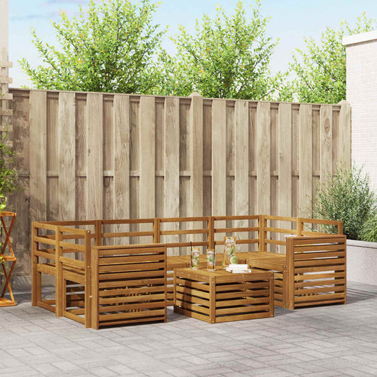 Outdoor Sofa Set 7 pcs Natural Solid Acacia Wood