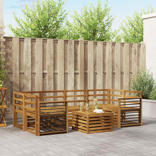 Outdoor Sofa Set 7 pcs Natural Solid Acacia Wood