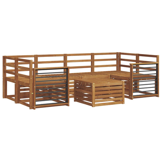 Outdoor Sofa Set 7 pcs Natural Solid Acacia Wood