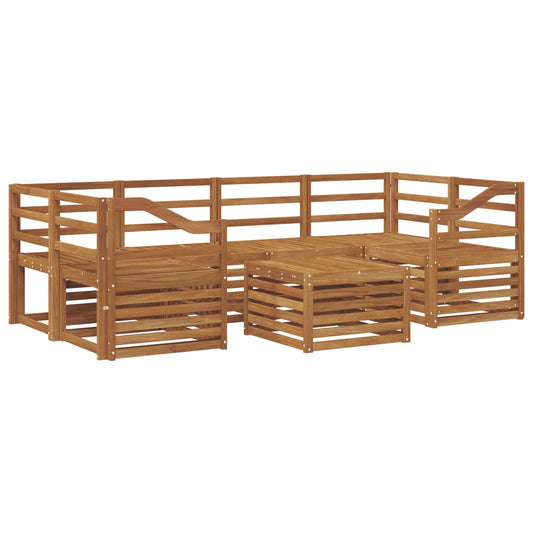 Outdoor Sofa Set 7 pcs Natural Solid Acacia Wood