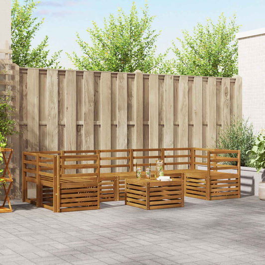 Outdoor Sofa Set 8 pcs Natural Solid Acacia Wood