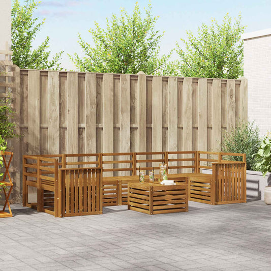 Outdoor Sofa Set 8 pcs Natural Solid Acacia Wood