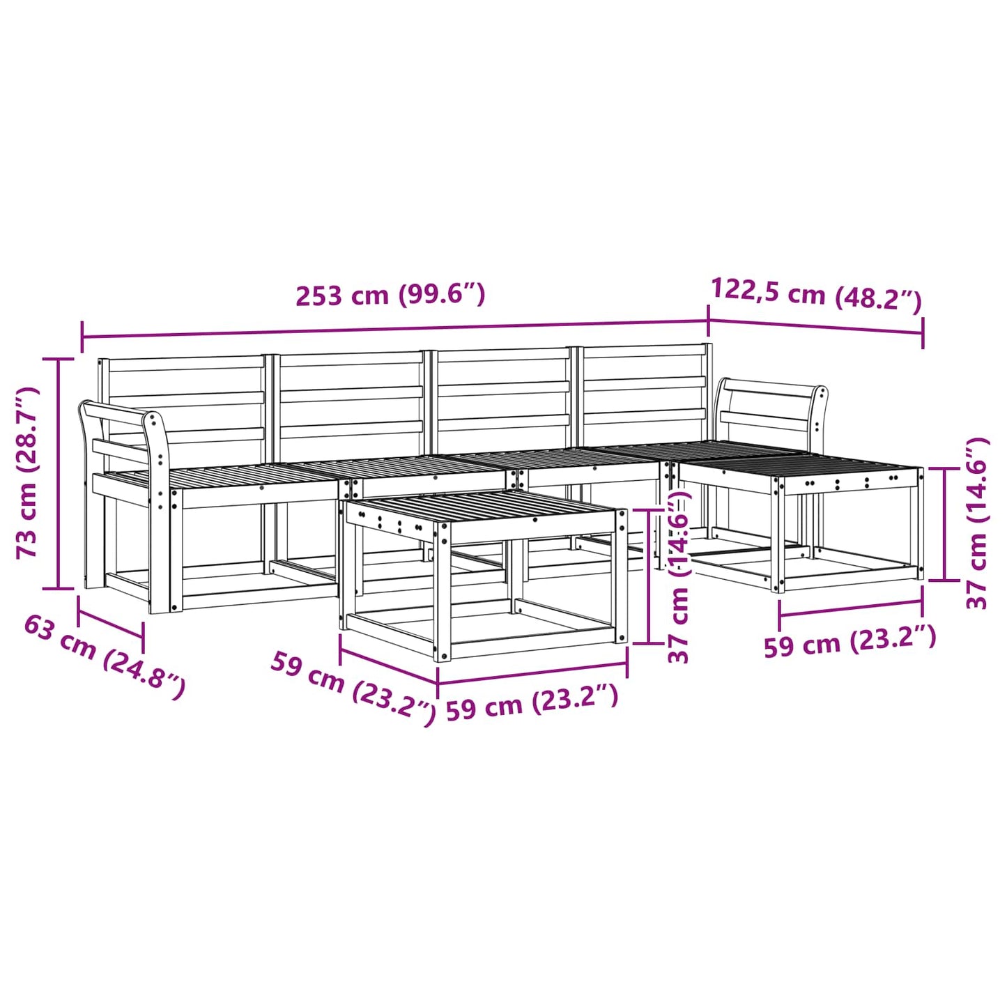 Outdoor Sofa Set 6 pcs Natural