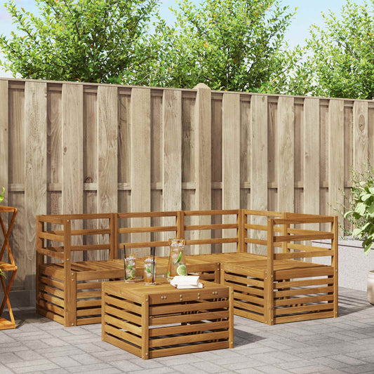 Outdoor Sofa Set 5 pcs Natural Polyester