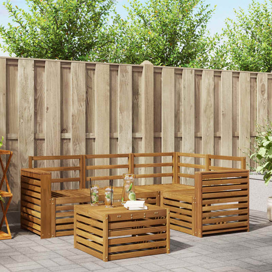 Outdoor Sofa Set 5 pcs Natural Polyester