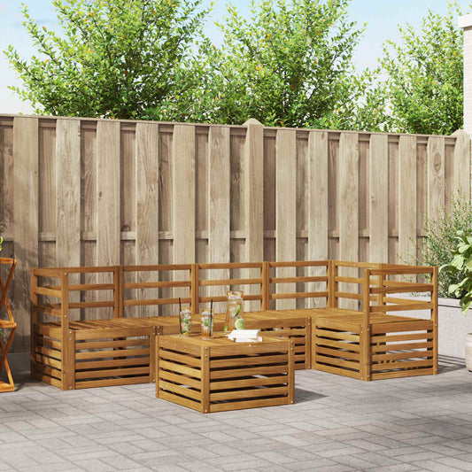 Outdoor Sofa Set 6 pcs Natural Polyester