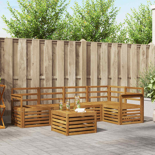 Outdoor Sofa Set 6 pcs Natural Polyester