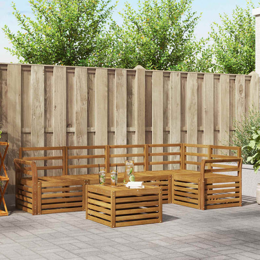 Outdoor Sofa Set 6 pcs Natural Polyester