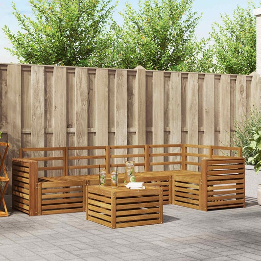 Outdoor Sofa Set 6 pcs Natural Polyester
