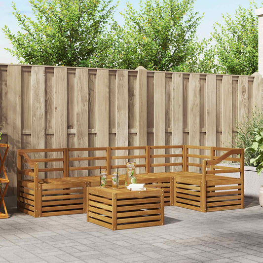 Outdoor Sofa Set 6 pcs Natural Polyester