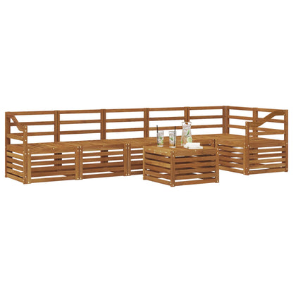 Sectional Sofa Set 7 pcs Natural Solid Acacia Wood