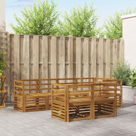 Outdoor Sofa Set 7 pcs Natural Polyester