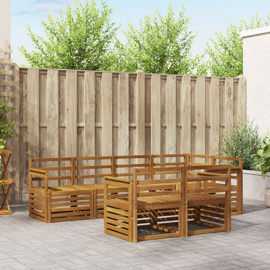 Outdoor Sofa Set 7 pcs Natural Polyester