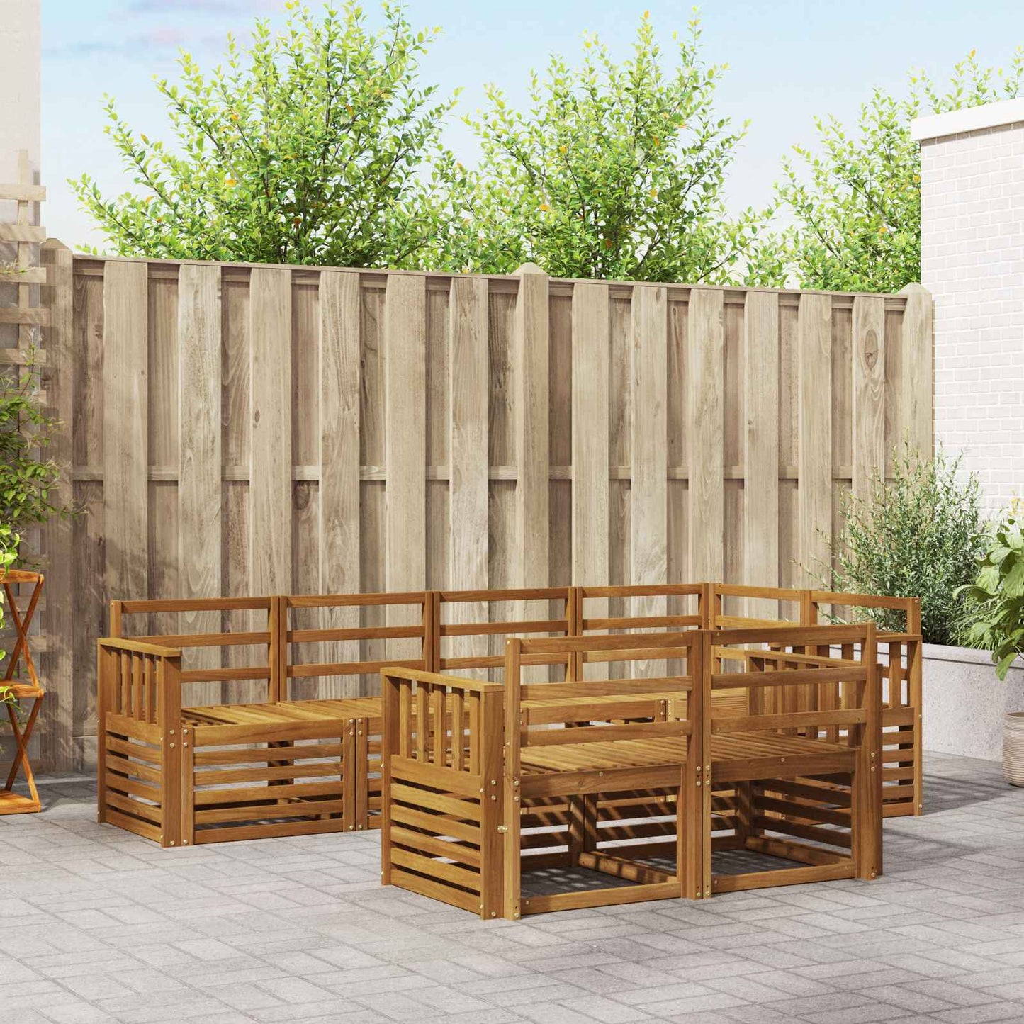 Outdoor Sofa Set 7 pcs Natural Polyester